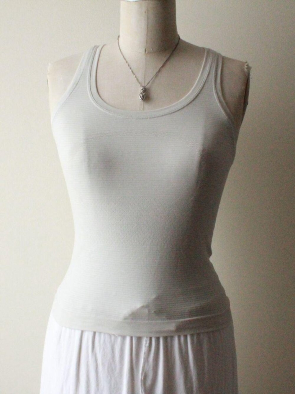 lululemon white and light gray striped racerback tank top